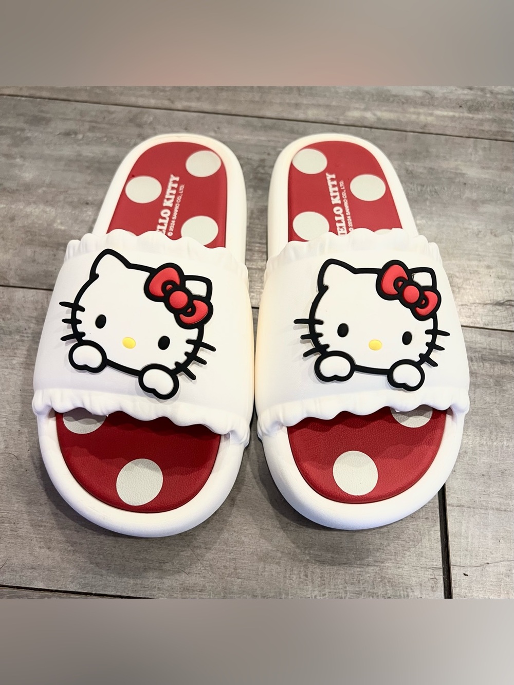 Hello Kitty White Slides with Red Polka-Dot Footbed